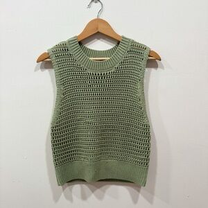 Goldfield Green Knit Crochet Top